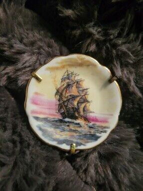 Vintage Nautical Porcelain French Limoges Brooch